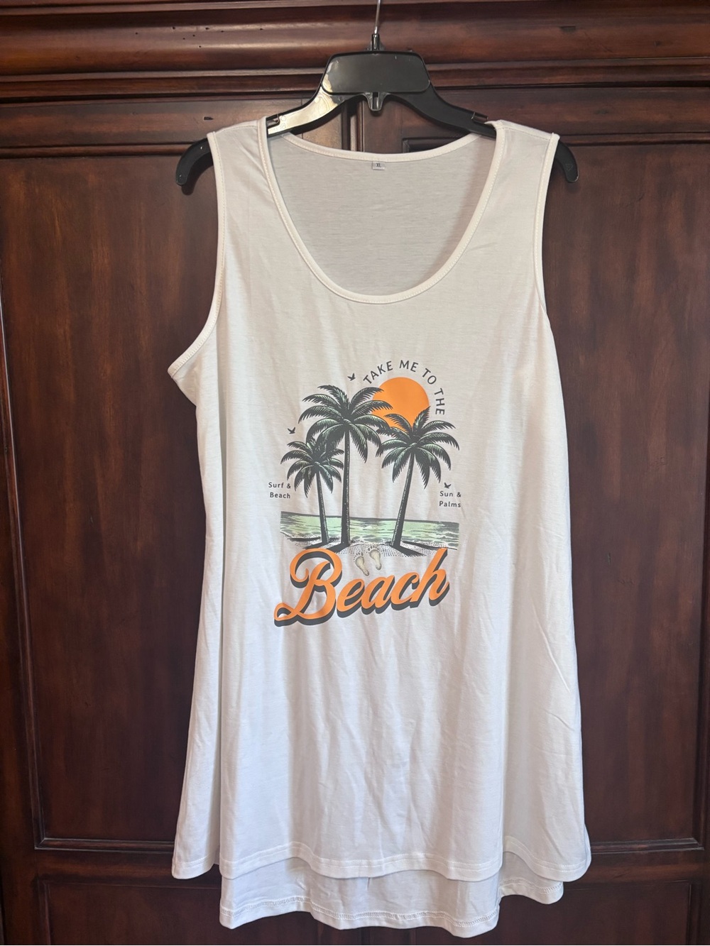 Beach Graphic Sleeveless Tank Top - White